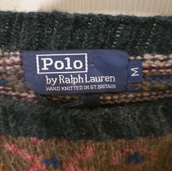 Polo by Ralph Lauren Men's Dark Green Patterned Crewneck Sweater - Picture 4 of 11